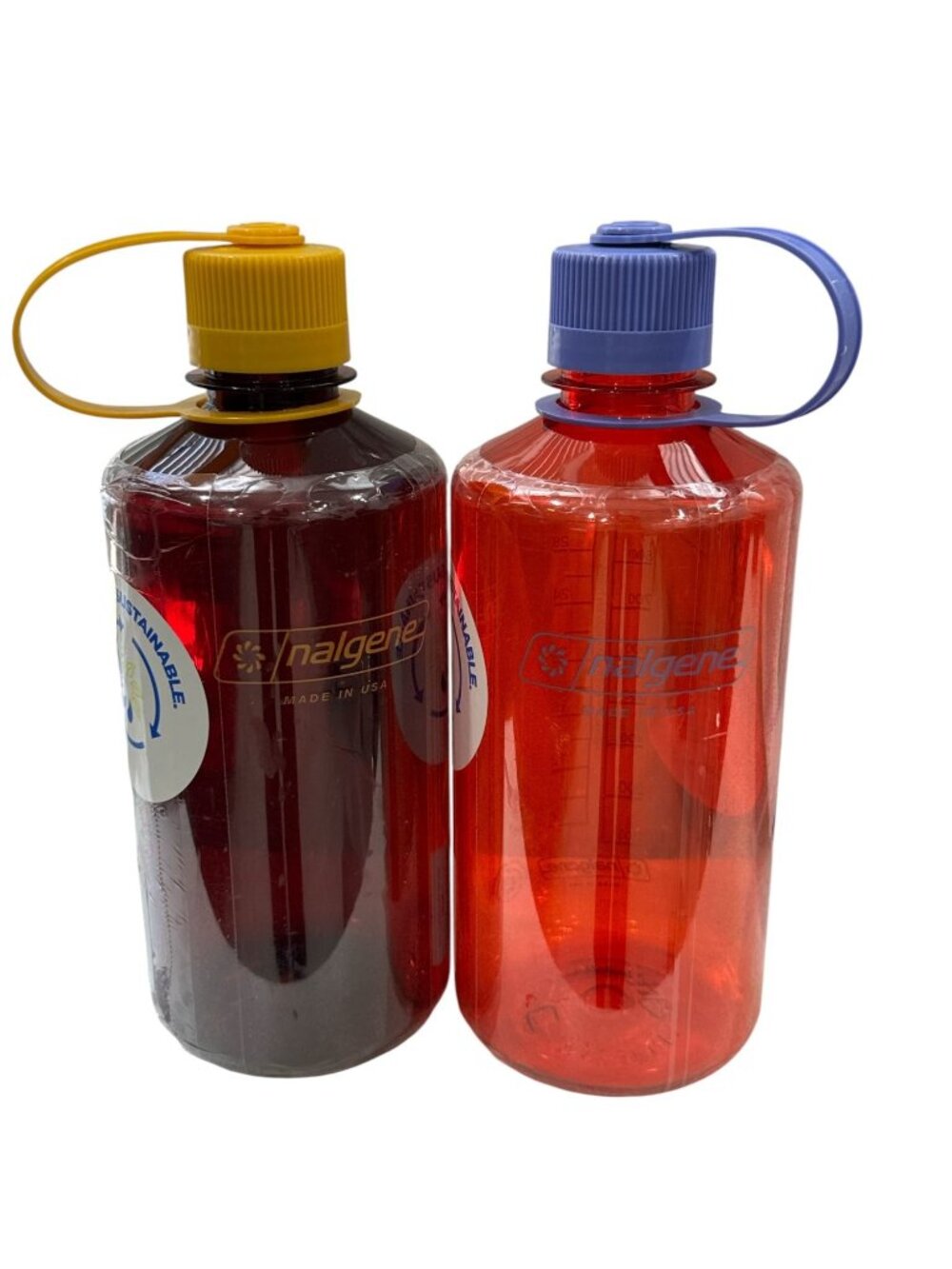 Set of 2 Nalgene 32 Oz Narrow Mouth Water Bottles Laker & Marmalade BPA-Free Dur